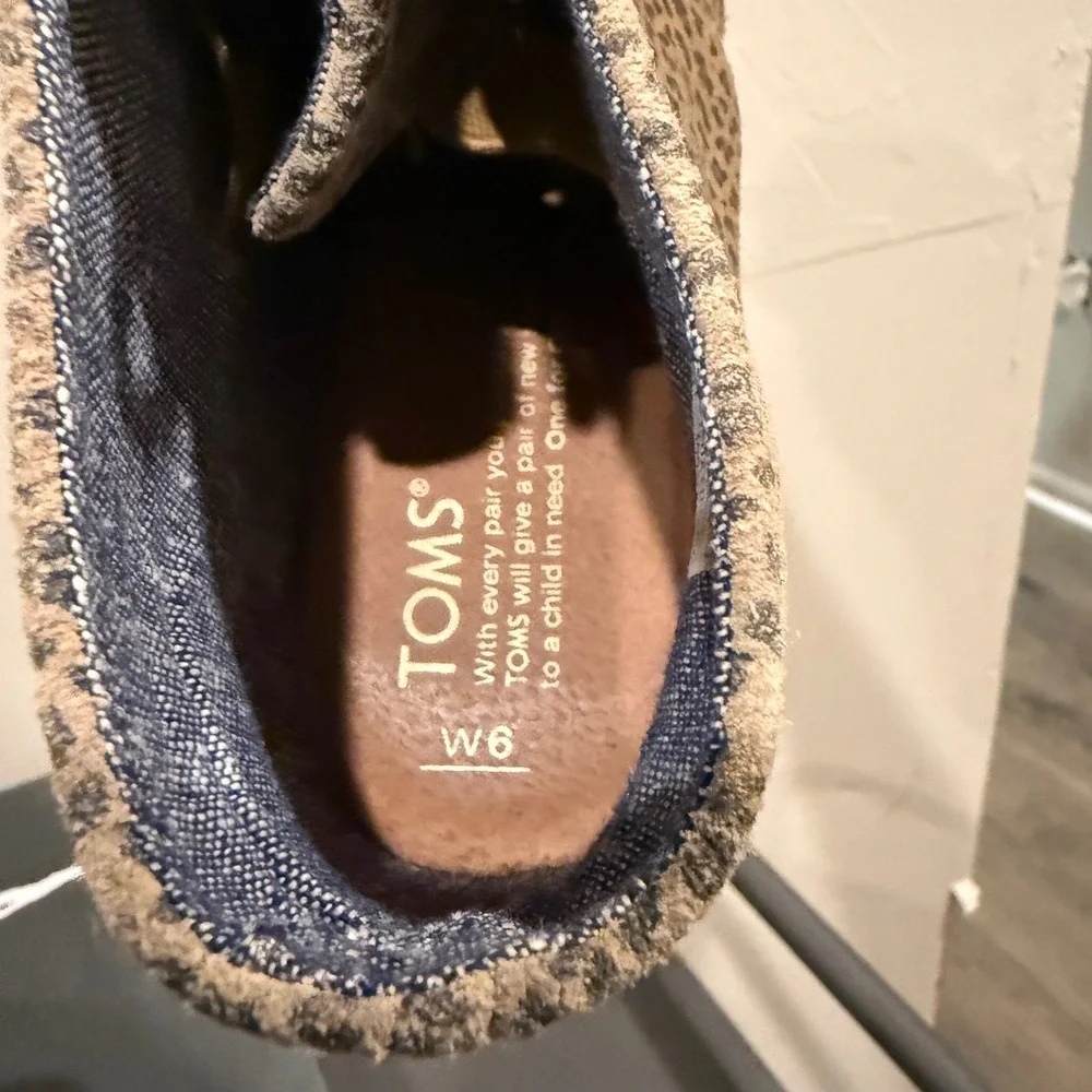 TOMS Desert Wedge Leopard Print Canvas Ankle Boots Tan Brown Women Size 6 300515